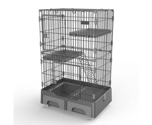 YES4PETS 134cm Pet 3 Level Cat Cage with Litter Tray and Storage Box