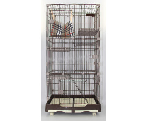 146cm Pet 4 Level Cat Cage/House with Litter Tray & Wheel