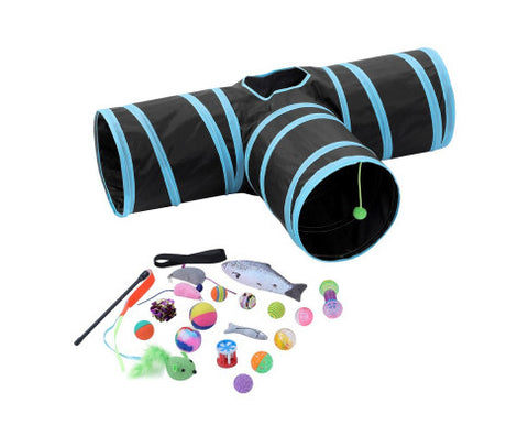 YES4PETS Pet Cat Toys Tri-Tunnel Collapsible Tent Tubes