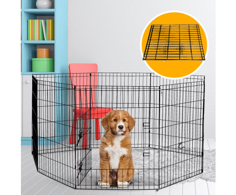 4Paws 8 Panel Playpen Puppy Exercise Fence Cage Enclosure Pets Black All Sizes