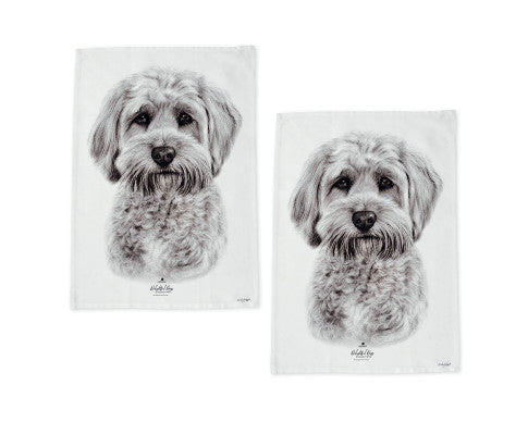 Set of 2 Delightful Dogs Cotton Kitchen Tea Towels