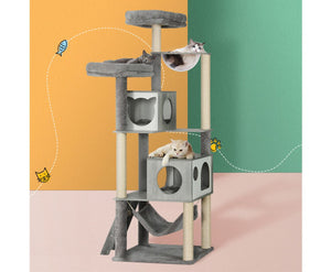 i.Pet Cat Tree 178cm Tower Scratching Post Scratcher with Wood Bed Condo House and  Wooden Ladder