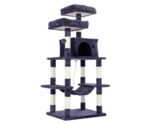 Paw Mate 145cm Grey Cat Tree WHISKY Sisal Scratching Post Scratcher Pole Condo House Tower