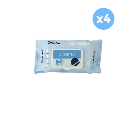 ZODIAC Unscented Pet Wipes 100 Pcs/Bag X4