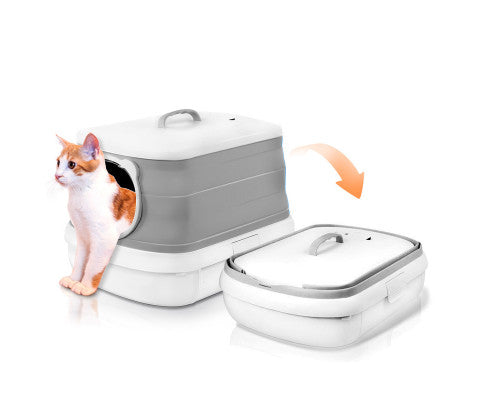 Large Foldable Plastic Cat Litter Box - Easy Cleaning