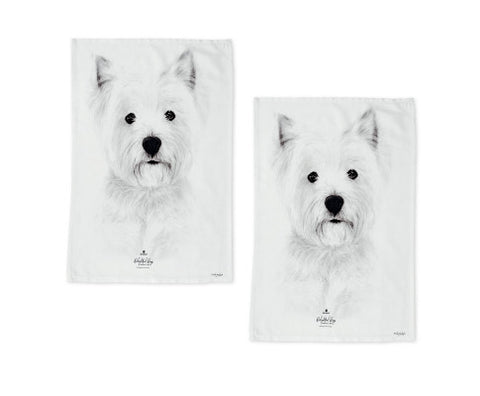 Set of 2 Delightful Dogs Cotton Kitchen Tea Towels