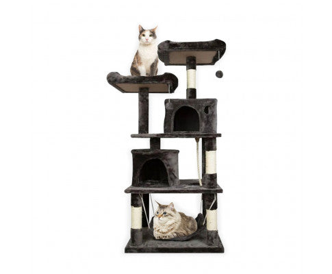 FLOOFI 145cm Plush Cat Condo Cat Tree Dark Grey