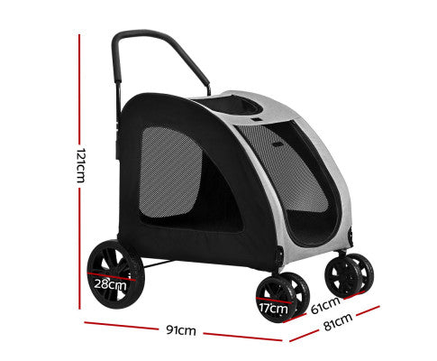 i.Pet Pet Dog Stroller Pram Large Carrier Cat Travel Foldable Strollers 4 Wheels