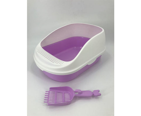 YES4PETS Large Portable Cat Toilet Litter Box Tray with Scoop Purple