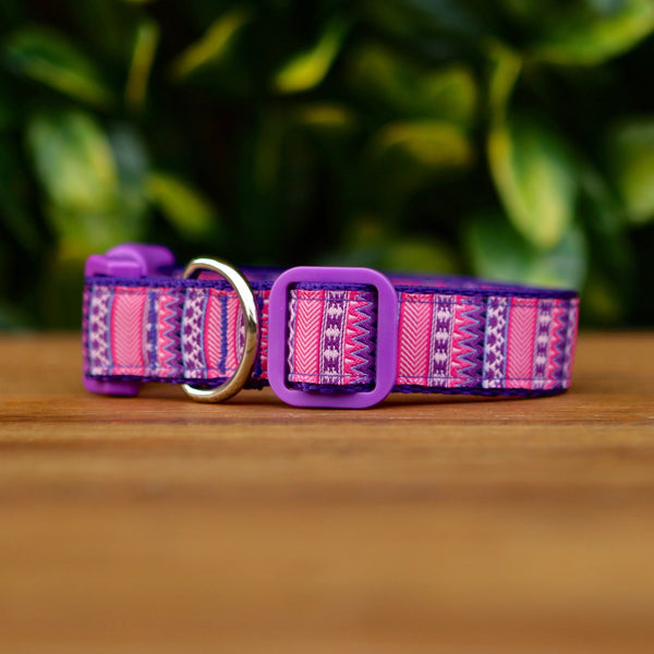 Aztec Dog Collar / Pink / Purple / XS - L  -  Hand Made by The Bark Side