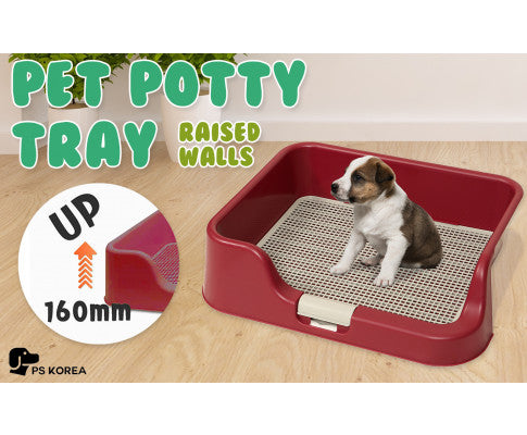 PS KOREA Dog Potty Tray Training Toilet with Raised Walls