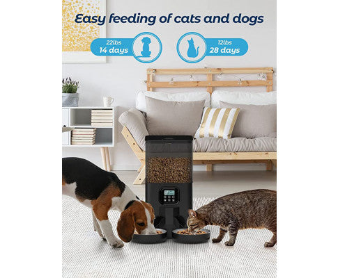 YES4PETS 6L Automatic Digital Pet Dog Cat Feeder Double Food Bowl Dispenser