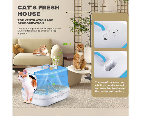 Large Foldable Plastic Cat Litter Box - Easy Cleaning