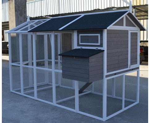 YES4PETS Grey XXL Chicken Coop - Rabbit, Guinea Pig, Ferret House