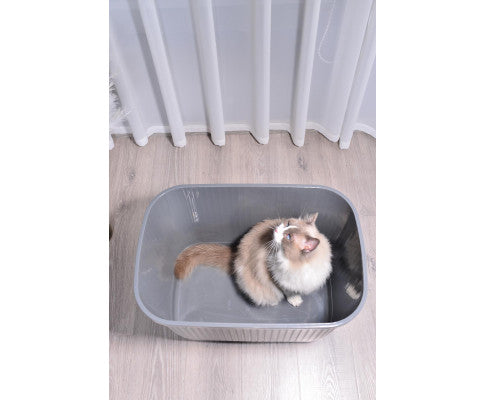 YES4PETS Top Entry Cat Litter Box No Mess Large Enclosed Covered Kitty Tray Grey