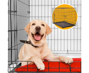 4Paws Dog Cage Pet Crate Cat Puppy Metal Cage ABS Tray Foldable Portable Black