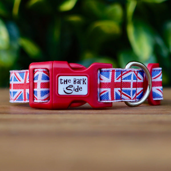 Union Jack Dog Collar / M - L - Hand Made by The Bark Side