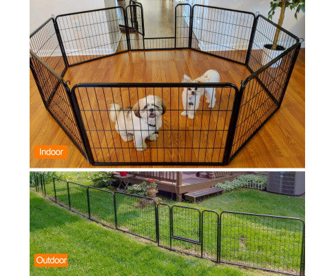 8 Panel Pet Dog Cat Bunny Puppy Playpen Exercise Cage Dog Panel Fence