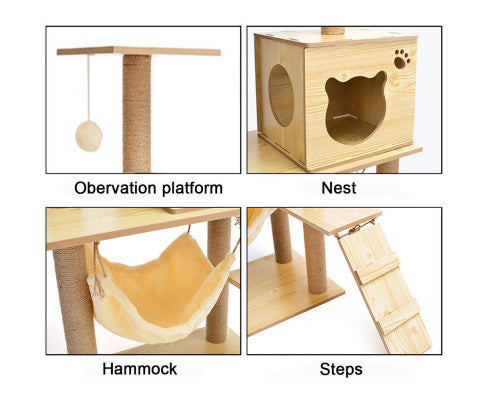 Modern Multi-Level Cats Tree Kittens Scratching Posts Sisal Rope Soft Nest Bed Cat Furniture Tree