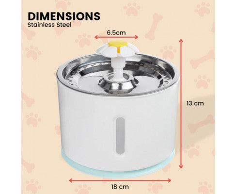 Floofi Pet Water Fountain 2.4L with Stainless Steel