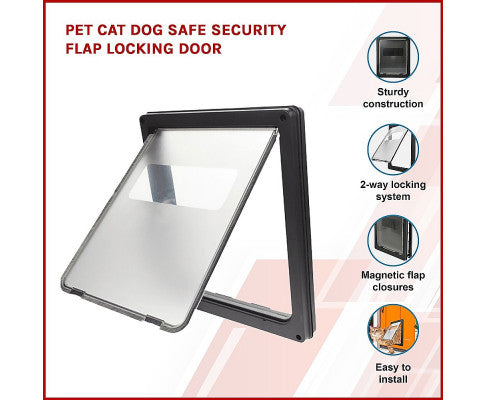 Pet Cat Dog Safe Security Flap Locking Door