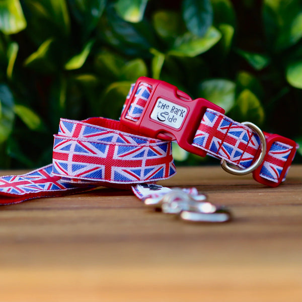 Union Jack Dog Collar / M - L - Hand Made by The Bark Side