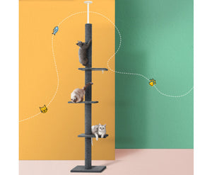 i.Pet Cat Tree Scratching Post Tower Floor to Ceiling 290cm