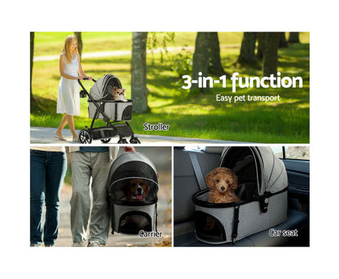 i.Pet Pet Stroller Pram Large Dog Cat Carrier Travel Pushchair Foldable 4 Wheels