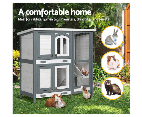 i.Pet Rabbit Hutch Large Chicken Coop Wooden House Run Cage Pet Bunny Guinea Pig