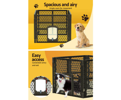 i.Pet Pet Dog Playpen Enclosure Panel Fence Puppy Cage Plastic Play Pen Foldable