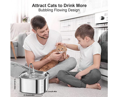 YES4PETS 3.2L Automatic Electric Pet Water Fountain Dog or Cat Stainless Steel Feeder Bowl Dispenser