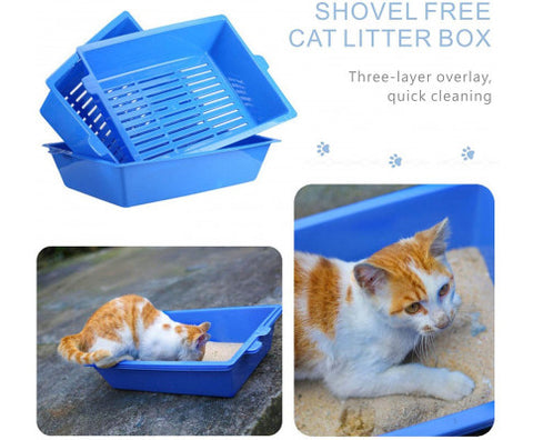 YES4PETS Lift and Sift Self Cleaning Kitty Litter Trays