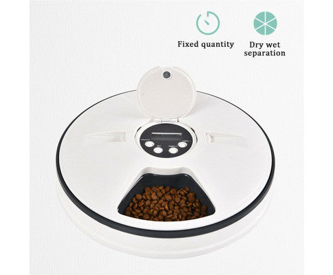 Auto LCD Digital Dog Pet Feeder Dispenser Food Bowl Cat 6 Meal Automatic Program