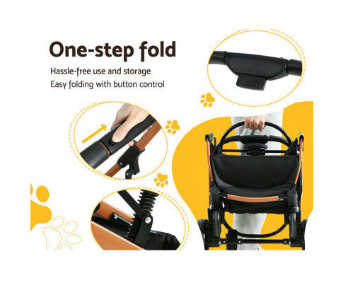 i.Pet Pet Stroller Dog Pram Large Cat Carrier Travel Pushchair Foldable 4 Wheels