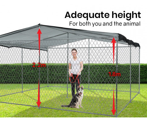 Dog Enclosure Pet Outdoor Playpen Wire Cage Fence with Cover Shade