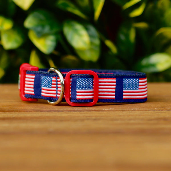American Flag Dog Collar - Hand Made by The Bark Side