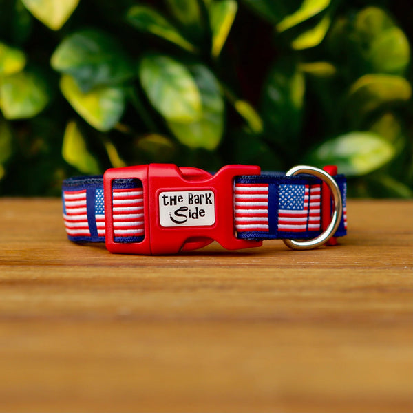 American Flag Dog Collar - Hand Made by The Bark Side