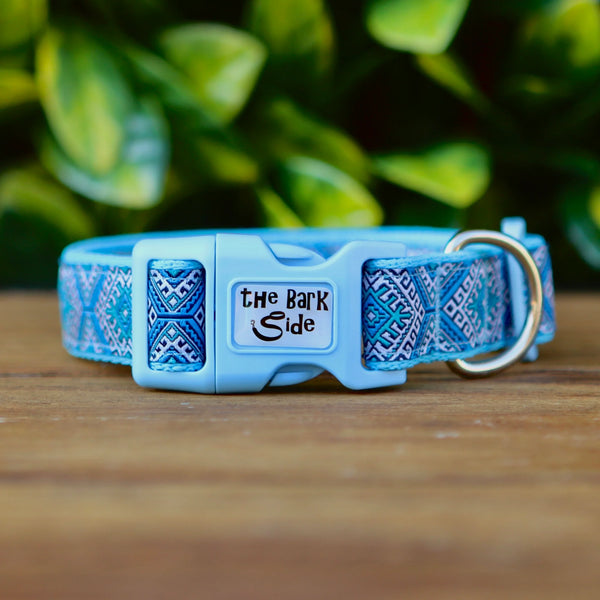 Aztec Dog Collar - Pink Blue - Hand Made by The Bark Side