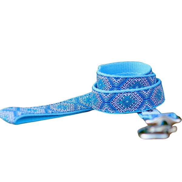 Aztec Dog Lead Leash: Pink Blue - Hand Made by The Bark Side