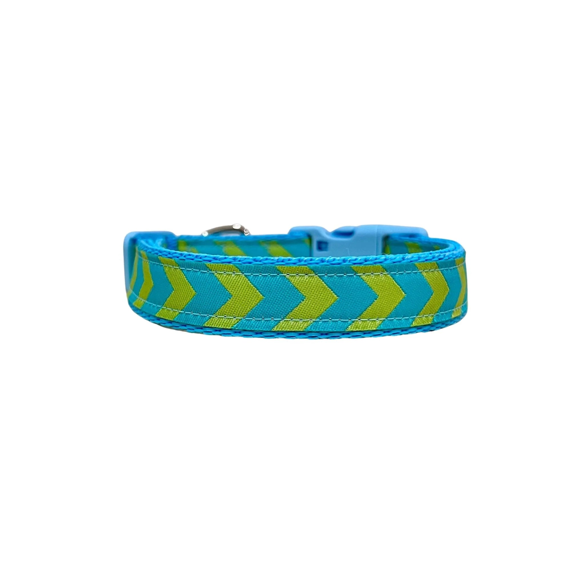 Blue & Green Arrows Dog Collar - Hand Made by The Bark Side