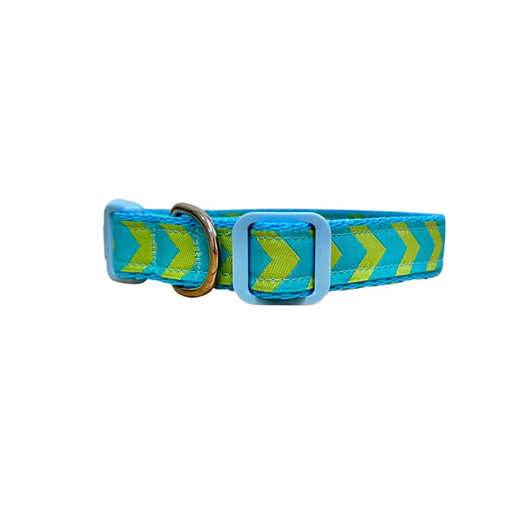 Blue & Green Arrows Dog Collar - Hand Made by The Bark Side