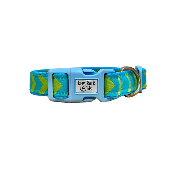Blue & Green Arrows Dog Collar - Hand Made by The Bark Side