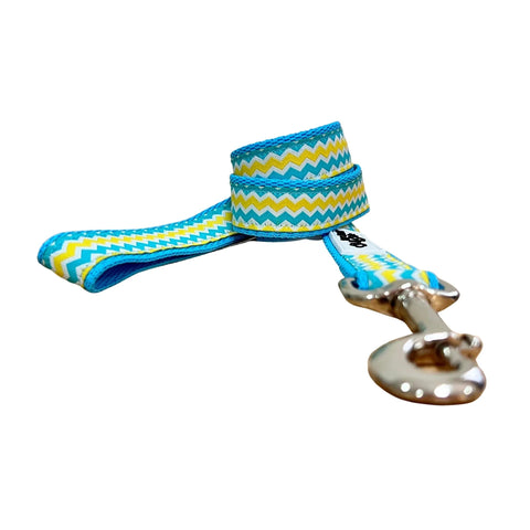 Blue & Yellow Waves Dog Lead / Leash - Hand Made by The Bark Side