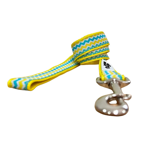 Blue & Yellow Waves Dog Lead / Leash - Hand Made by The Bark Side