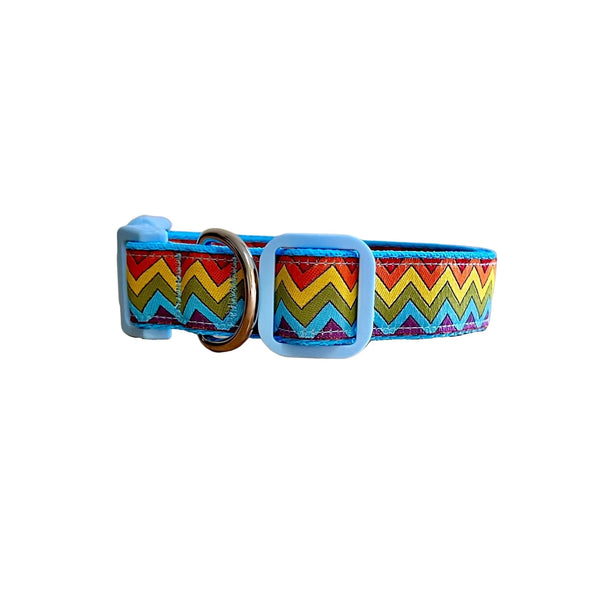 Rainbow Waves Dog Collar - Hand Made by The Bark Side