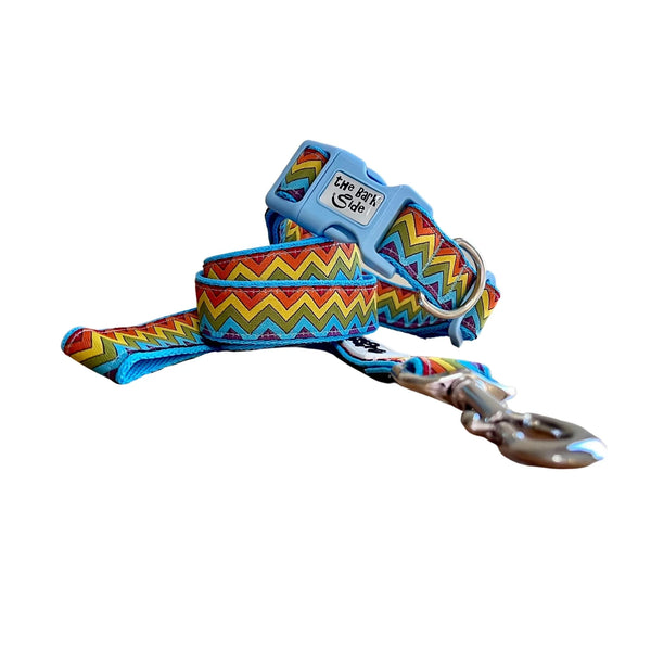 Rainbow Waves Dog Collar - Hand Made by The Bark Side