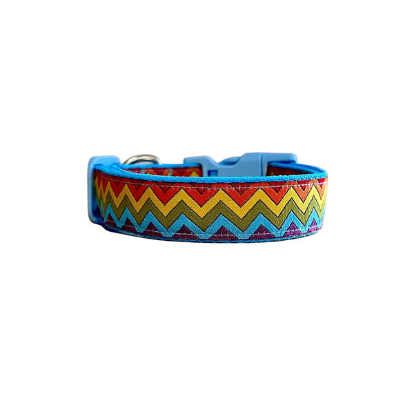 Rainbow Waves Dog Collar - Hand Made by The Bark Side