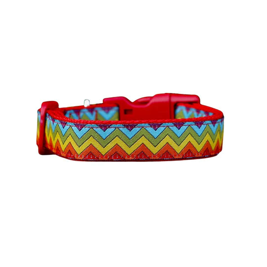 Rainbow Waves Dog Collar - Hand Made by The Bark Side