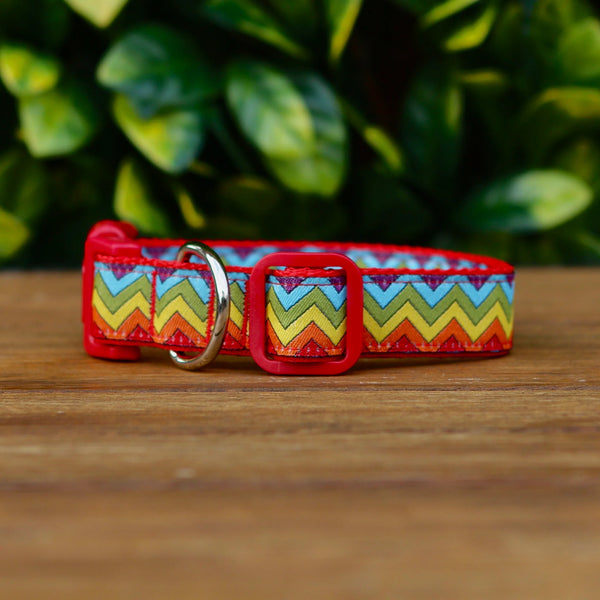 Rainbow Waves Dog Collar - Hand Made by The Bark Side