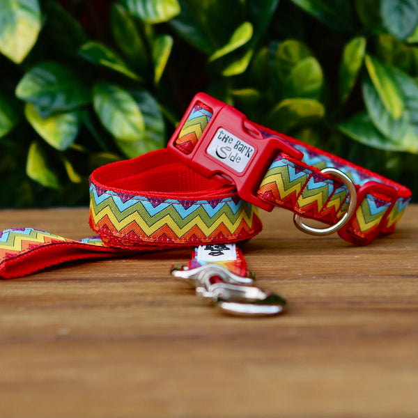 Rainbow Waves Dog Collar - Hand Made by The Bark Side